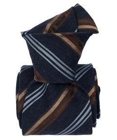 Classic Silk Tie - Navy Blue with Muted Stripes