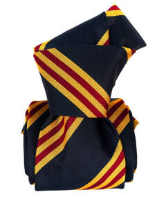 Classic Silk Tie - Regimental Navy Blue and Yellow