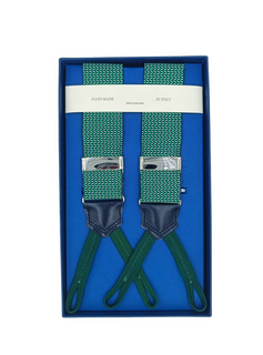 Green Micro Herring-Bone Jacquard Silk Braces