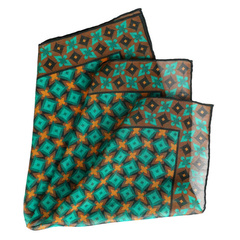 Natural Blend Pocket Square - Teal Shurikens