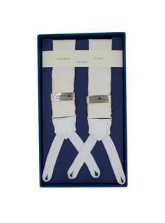 White Moire Silk Suspenders - Button Only