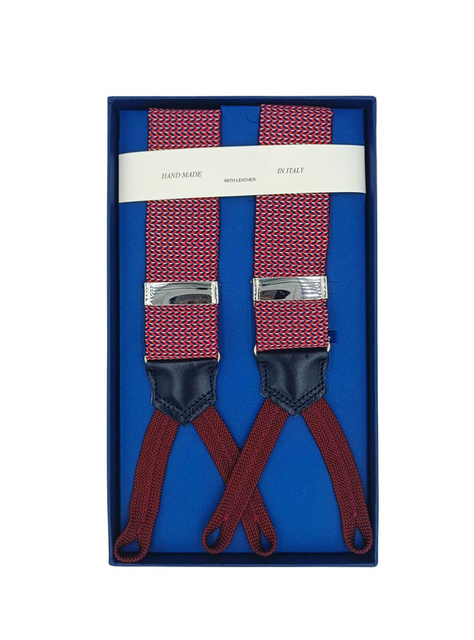 Burgundy Micro Herring-Bone Jacquard Silk Braces