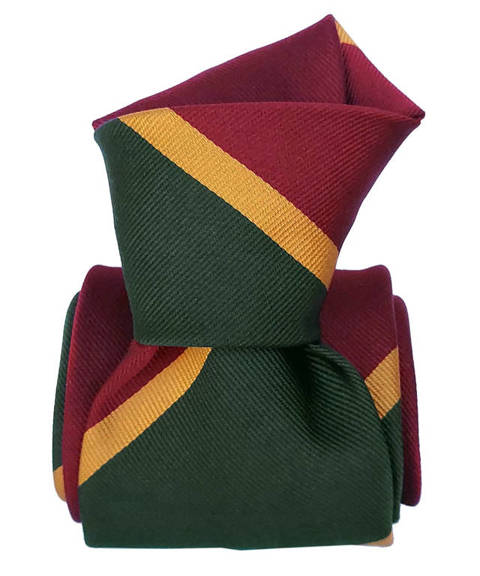 Classic Regimental Silk Tie - Butka Green and Maroon