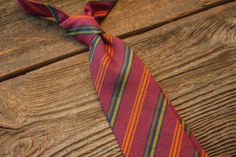 Classic Silk Tie - Burgundy with Orange Stripes