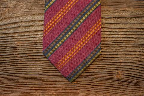 Classic Silk Tie - Burgundy with Orange Stripes