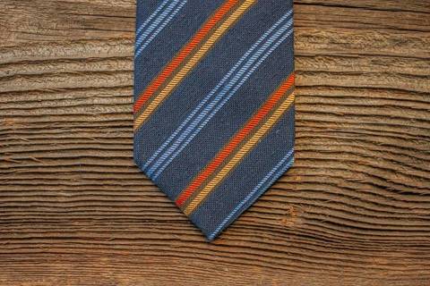 Classic Silk Tie - Navy Blue with Bright Stripes