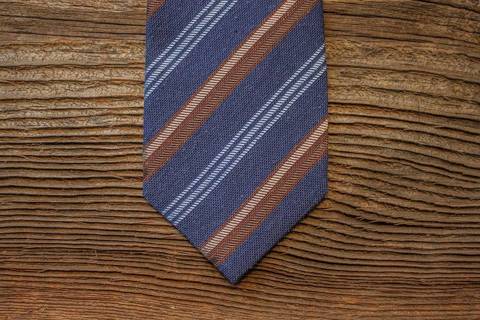 Classic Silk Tie - Navy Blue with Muted Stripes