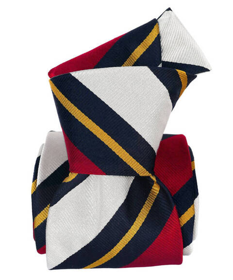 Classic Silk Tie - White and Red Regimental