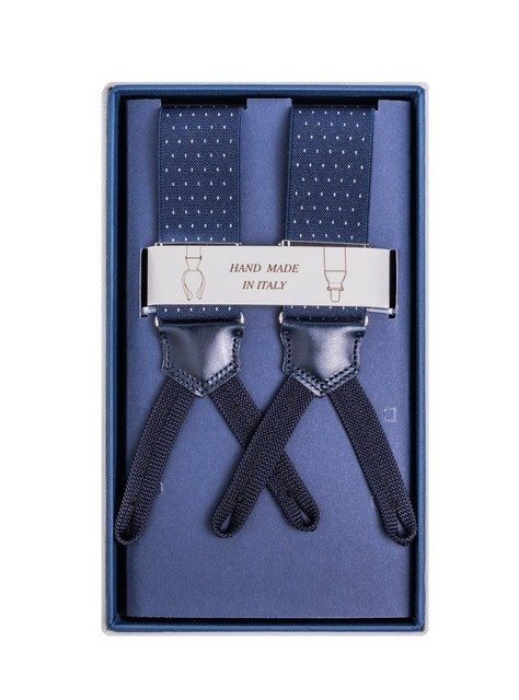 Classic Suspenders - Dots on a Navy Blue Background