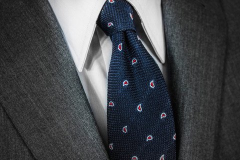 Fin's Grenadine Tie - Navy Blue Paisley