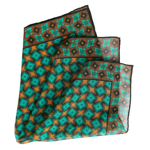 Natural Blend Pocket Square - Teal Shurikens