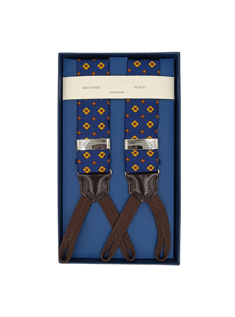 Navy Micro Flowers - Jacquard Silk Braces