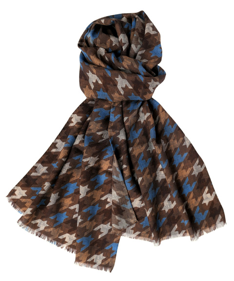 Woolen Scarf - Brown Houndstooth