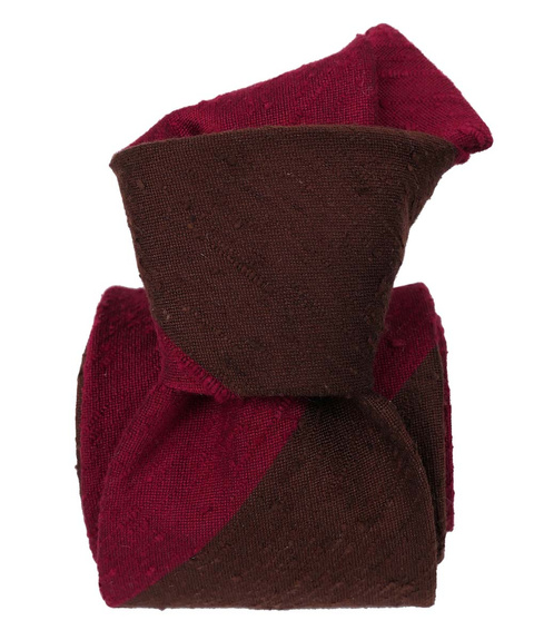 Shantung Tie - Block-Stripes Bordo&Brown