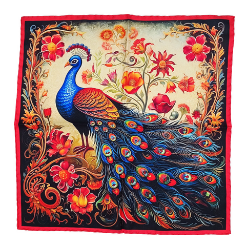 Silk Pocket Square - Peacock