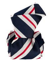 Classic Regimental Silk Tie - Navy Blue and White