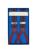 Bottle Green, Navy and Burgundy Striped Elastic Braces