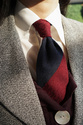 Shantung Tie - Block-Stripes Navy&Burgundy