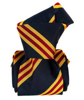 Classic Silk Tie - Regimental Navy Blue and Yellow