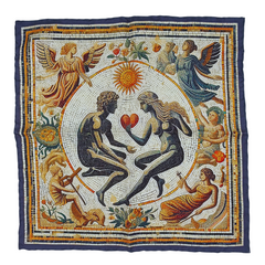 Silk Pocket Square - Adam and Eve