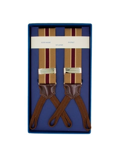 Camel and Burgundy Striped Elastic Braces