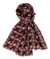 Woolen Scarf - Burgundy Houndstooth