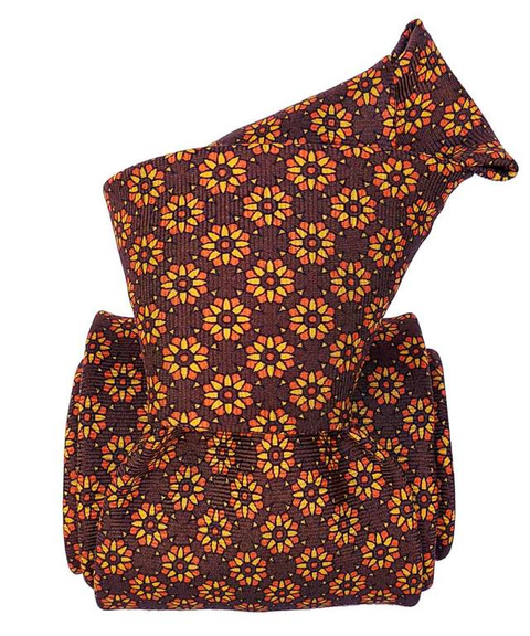 Silk Tie - Brown Flowers