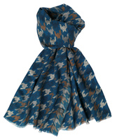 Woolen Scarf - Blue Houndstooth