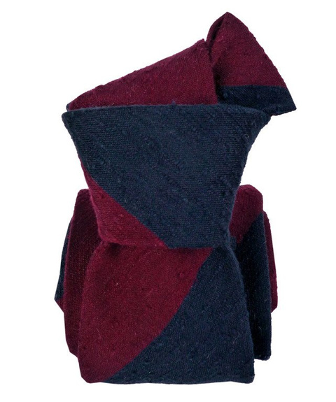 Shantung Tie - Regimental Navy&Burgundy