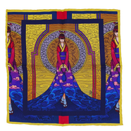 Geisha Silk Pocket Square - Yellow and Violet