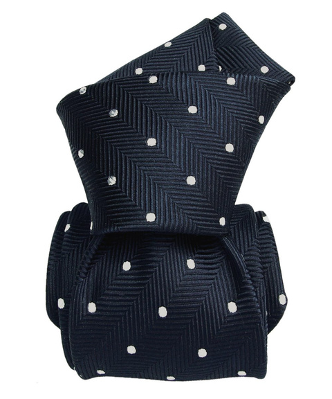 Jacquard Silk Tie - Navy Polka Dot