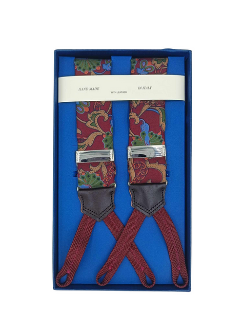 Burgundy Ivy - Printed Silk Braces