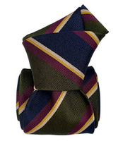 Classic Regimental Silk Tie - Green and Navy Blue