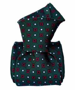 Jacquard Silk Tie - Green Squares