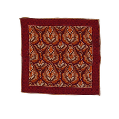 Wool Pocket Square - Burgundy Nature Geomatry