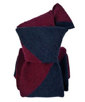 Shantung Tie - Block-Stripes Navy&Burgundy